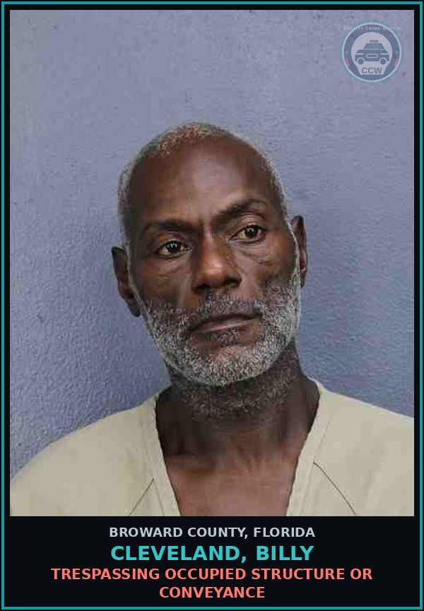 Booking mugshot of CLEVELAND, BILLY in Broward County