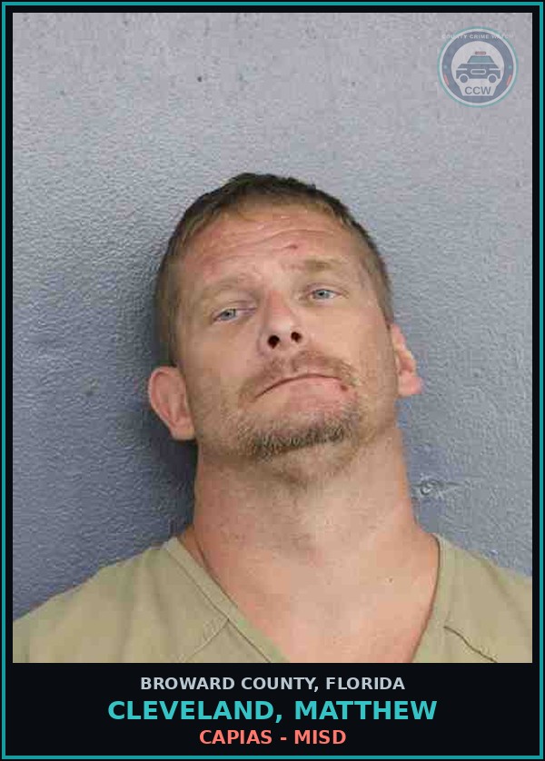 Booking mugshot of CLEVELAND, MATTHEW in Broward County