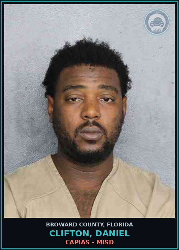 Booking mugshot of CLIFTON, DANIEL in Broward County