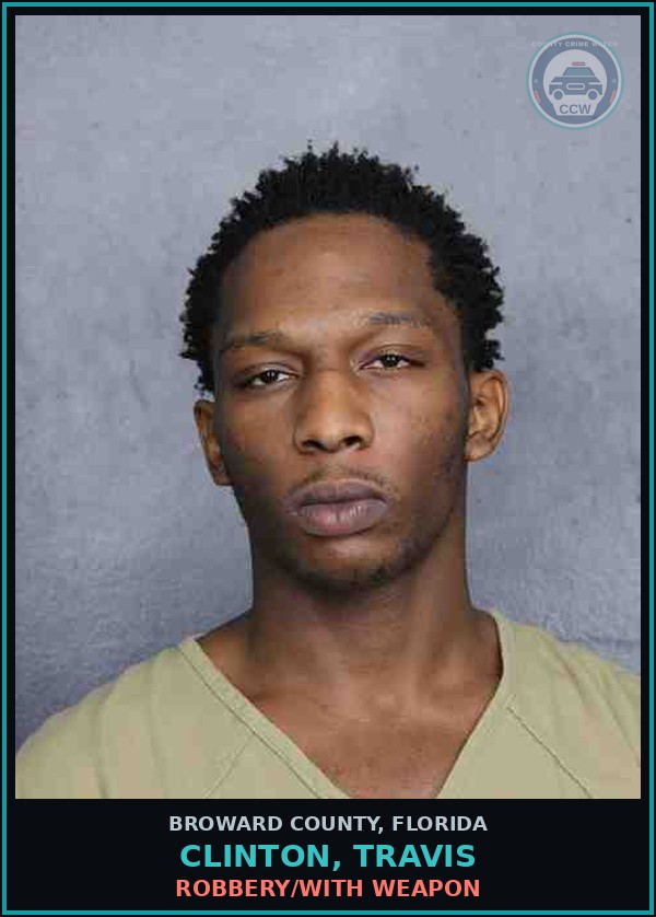 Booking mugshot of CLINTON, TRAVIS in Broward County