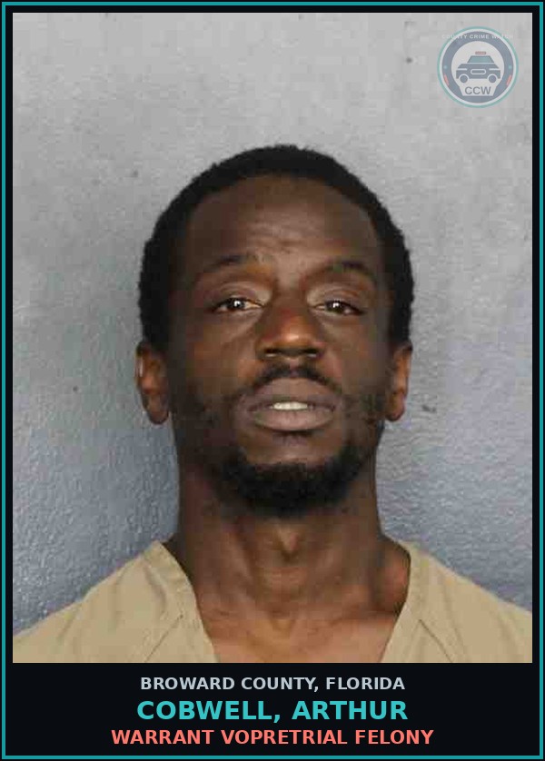 Booking mugshot of COBWELL, ARTHUR in Broward County