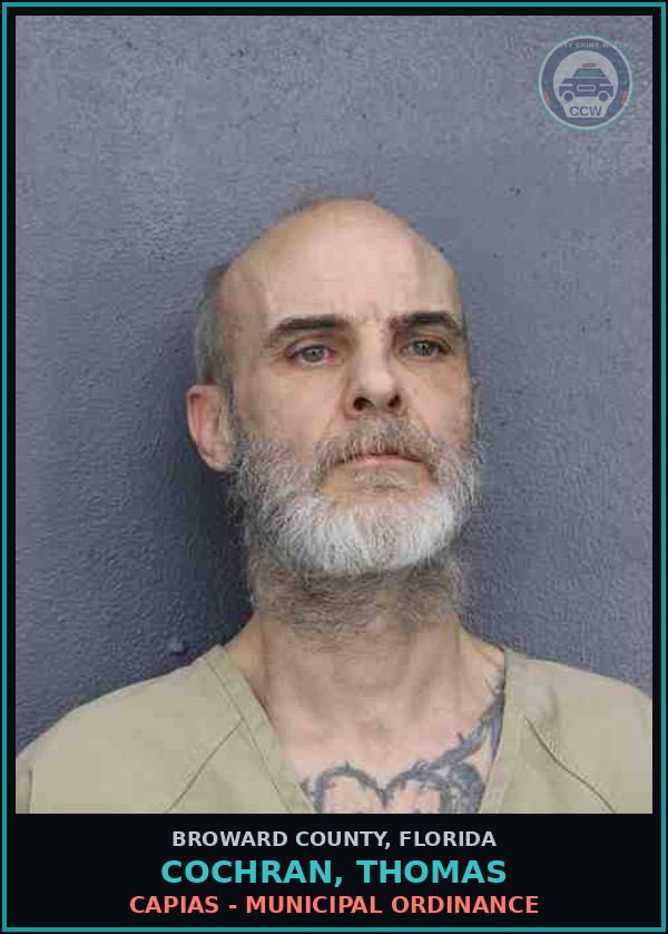 Booking mugshot of COCHRAN, THOMAS in Broward County