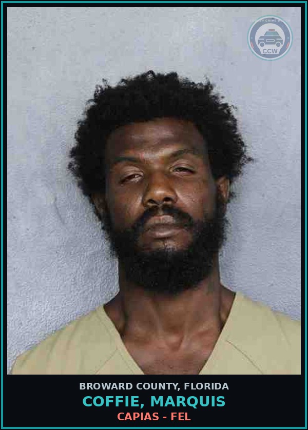 Booking mugshot of COFFIE, MARQUIS in Broward County