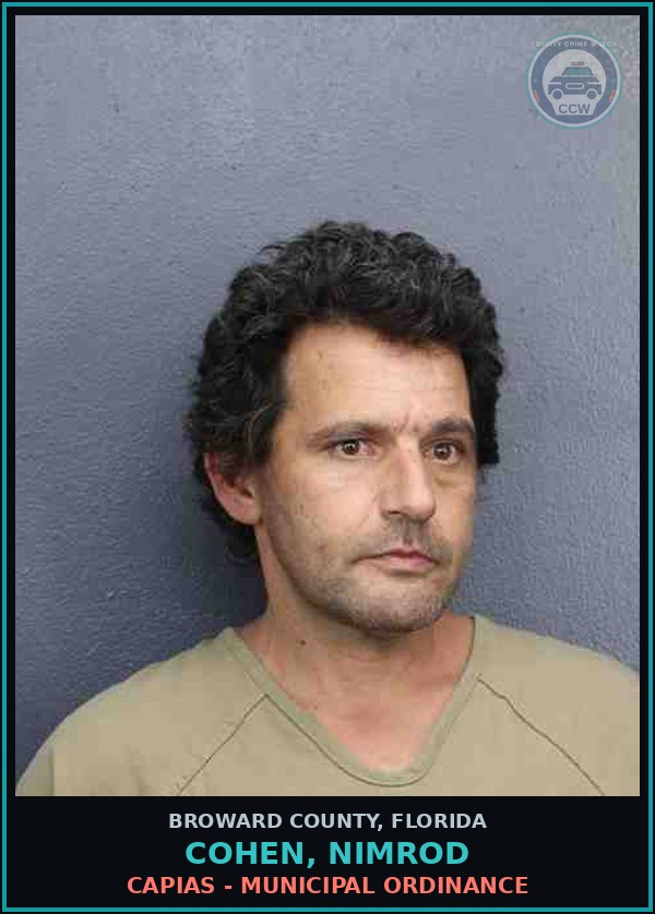 Booking mugshot of COHEN, NIMROD in Broward County