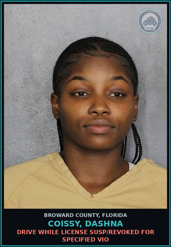 Booking mugshot of COISSY, DASHNA in Broward County