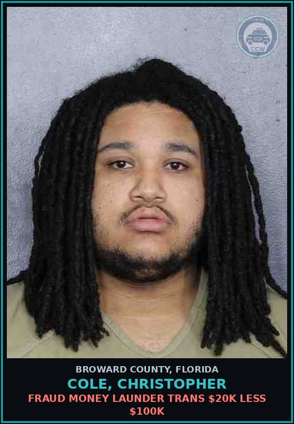 Booking mugshot of COLE, CHRISTOPHER in Broward County