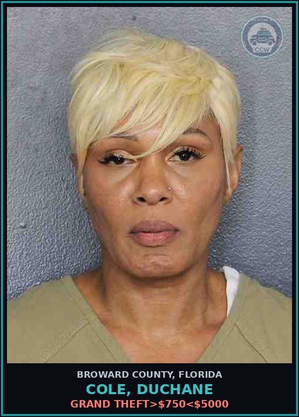 Booking mugshot of COLE, DUCHANE in Broward County