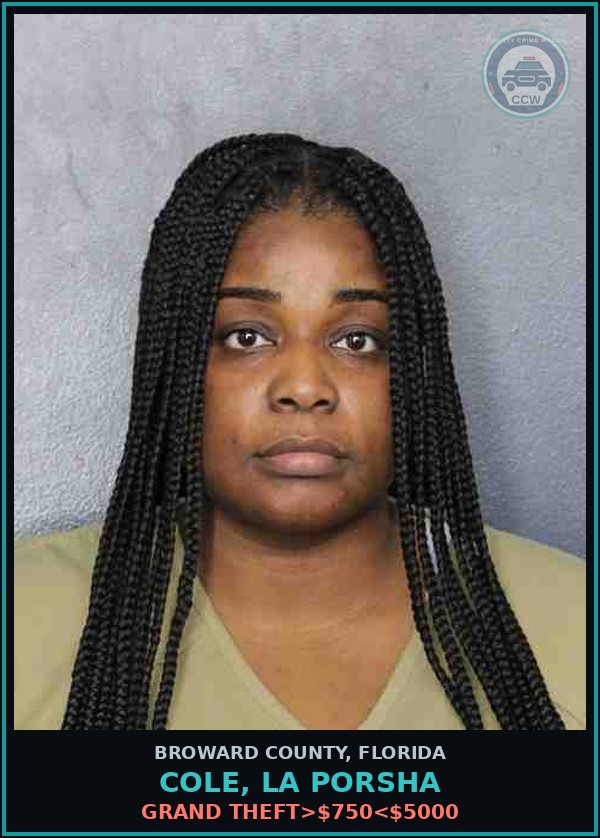 Booking mugshot of COLE, LA PORSHA in Broward County