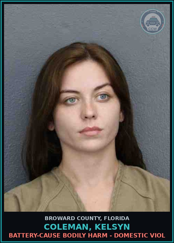 Booking mugshot of COLEMAN, KELSYN in Broward County