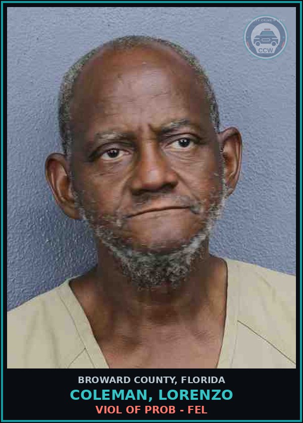 Booking mugshot of COLEMAN, LORENZO in Broward County