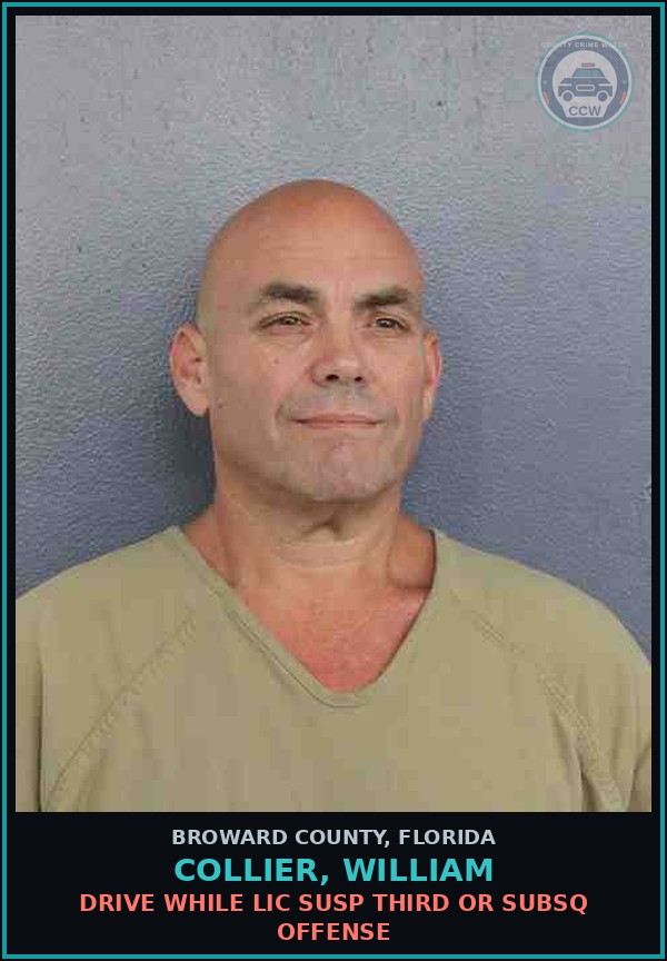 Booking mugshot of COLLIER, WILLIAM in Broward County