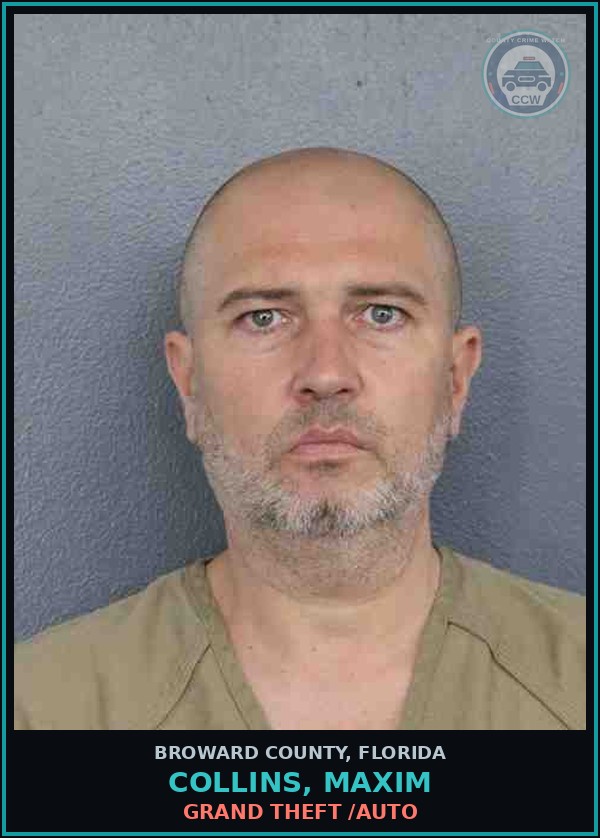 Booking mugshot of COLLINS, MAXIM in Broward County