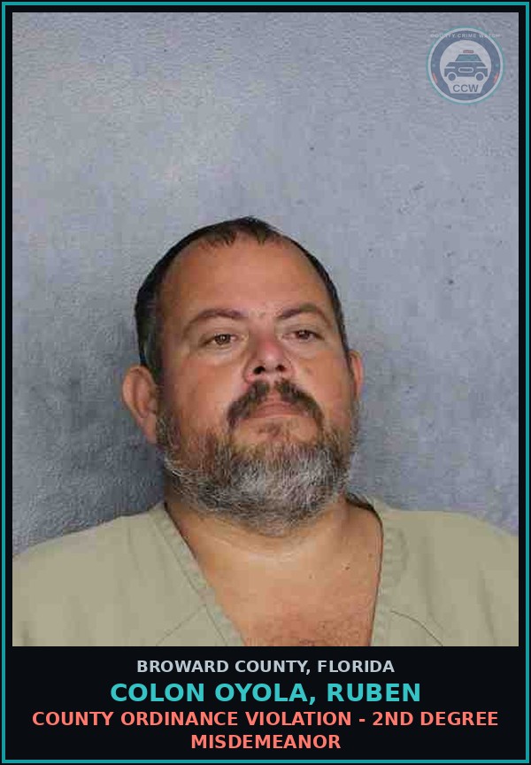 Booking mugshot of COLON OYOLA, RUBEN in Broward County