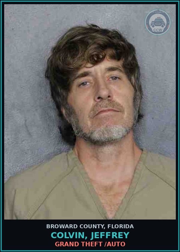 Booking mugshot of COLVIN, JEFFREY in Broward County