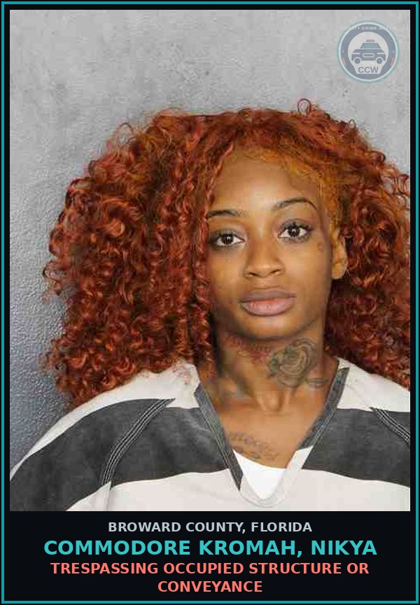 Booking mugshot of COMMODORE KROMAH, NIKYA in Broward County