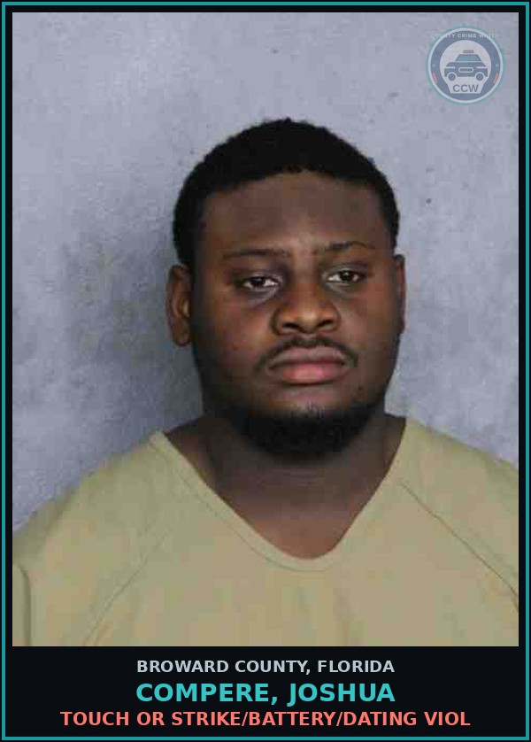 Booking mugshot of COMPERE, JOSHUA in Broward County