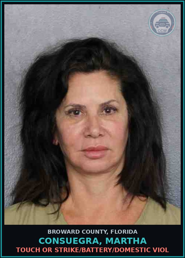 Booking mugshot of CONSUEGRA, MARTHA in Broward County