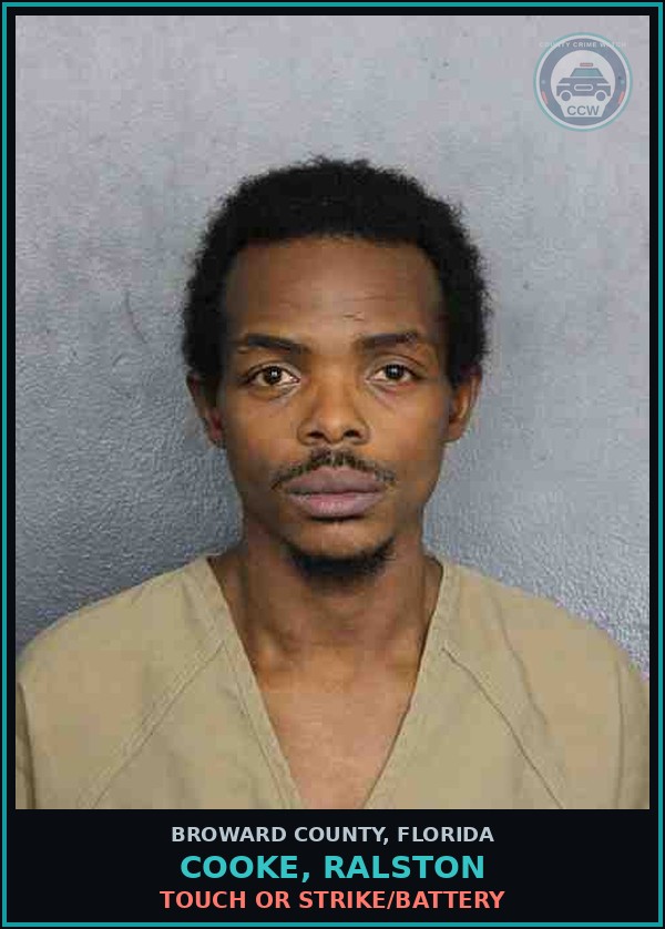 Booking mugshot of COOKE, RALSTON in Broward County