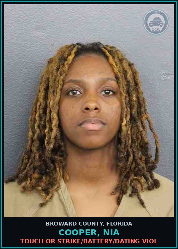 Booking mugshot of COOPER, NIA in Broward County
