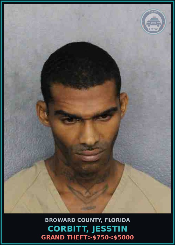 Booking mugshot of CORBITT, JESSTIN in Broward County