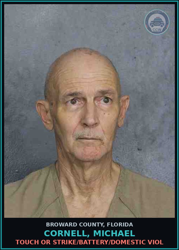 Booking mugshot of CORNELL, MICHAEL in Broward County