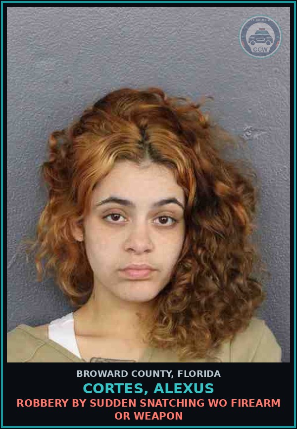 Booking mugshot of CORTES, ALEXUS in Broward County