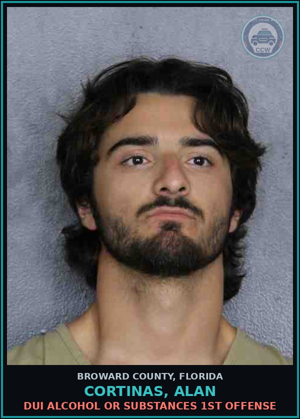 Booking mugshot of CORTINAS, ALAN in Broward County