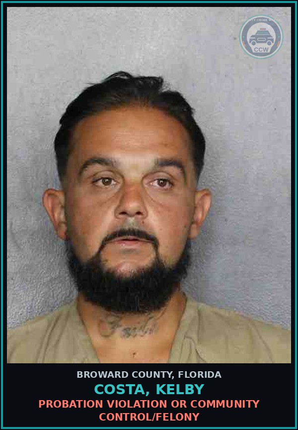 Booking mugshot of COSTA, KELBY in Broward County