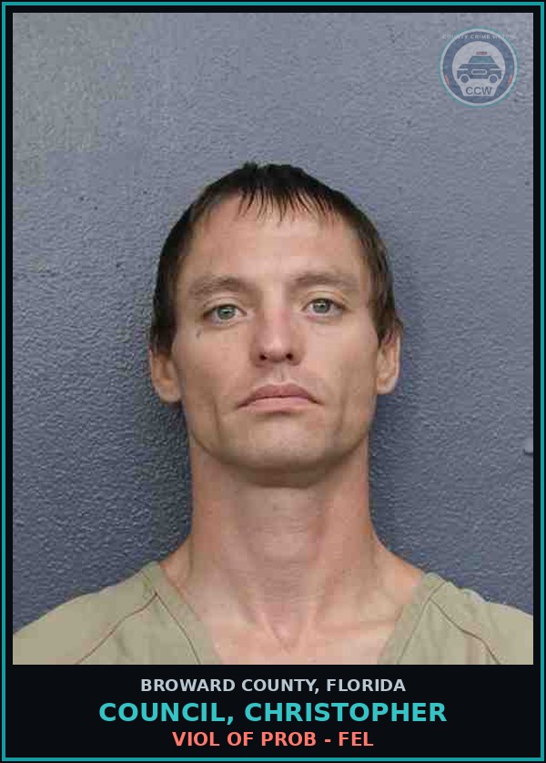 Booking mugshot of COUNCIL, CHRISTOPHER in Broward County