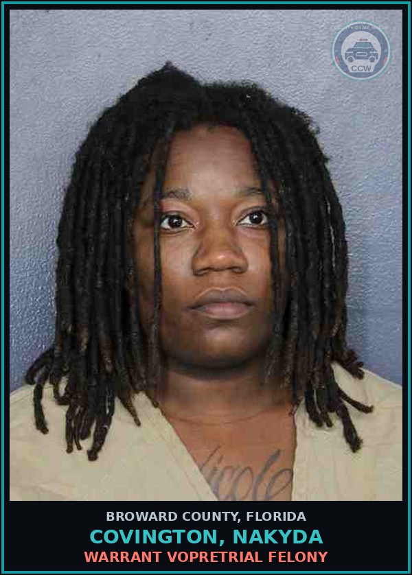 Booking mugshot of COVINGTON, NAKYDA in Broward County