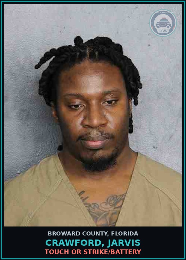 Booking mugshot of CRAWFORD, JARVIS in Broward County