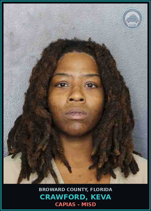 Booking mugshot of CRAWFORD, KEVA in Broward County