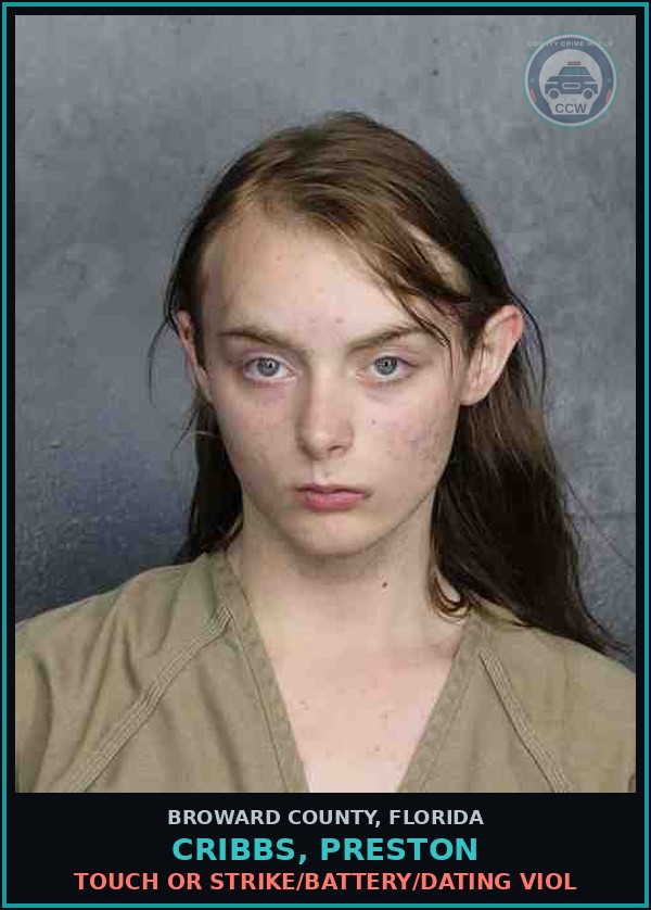 Booking mugshot of CRIBBS, PRESTON in Broward County