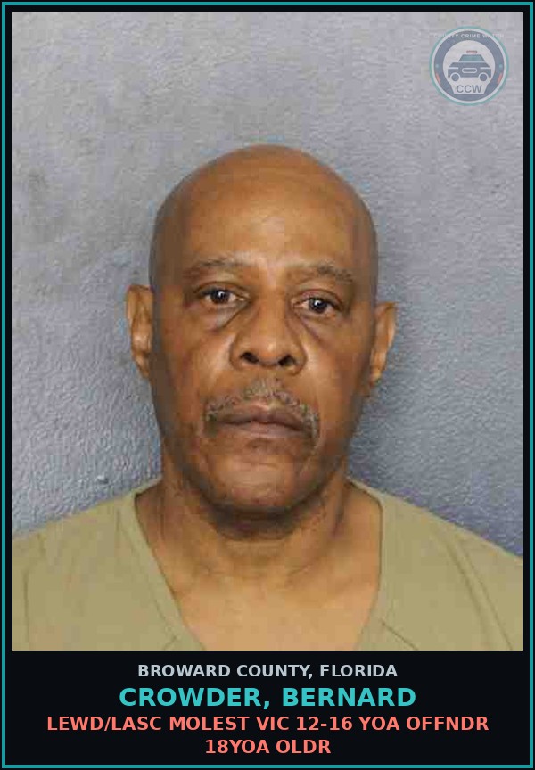 Booking mugshot of CROWDER, BERNARD in Broward County