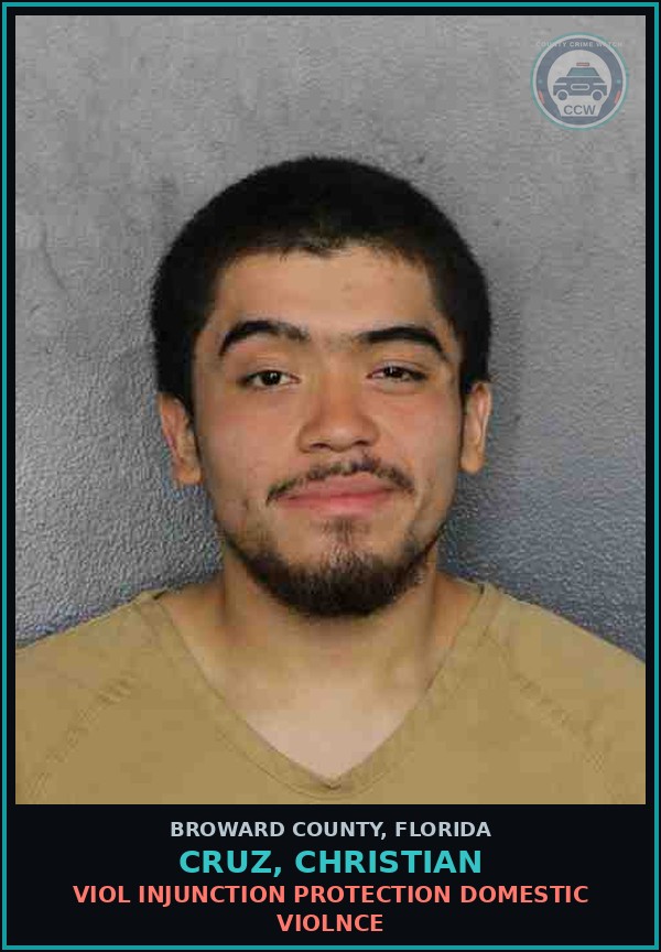 Booking mugshot of CRUZ, CHRISTIAN in Broward County