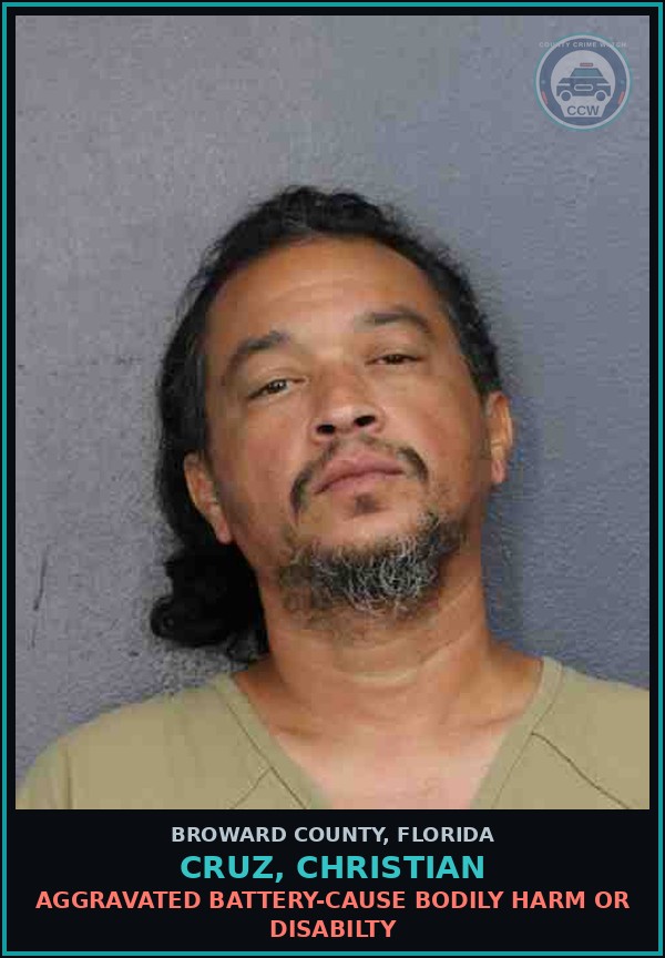 Booking mugshot of CRUZ, CHRISTIAN in Broward County