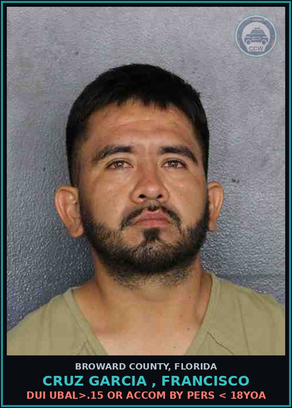 Booking mugshot of CRUZ GARCIA , FRANCISCO in Broward County