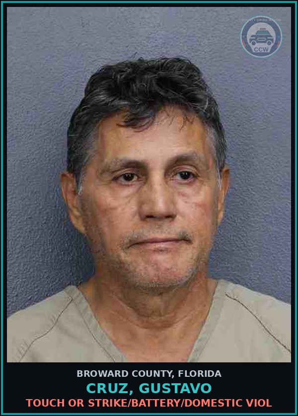 Booking mugshot of CRUZ, GUSTAVO in Broward County