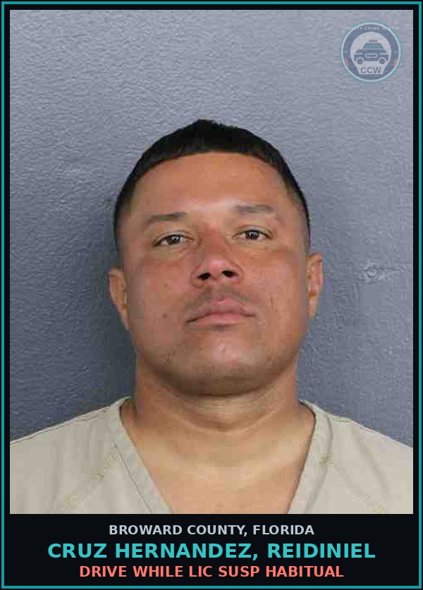 Booking mugshot of CRUZ HERNANDEZ, REIDINIEL in Broward County
