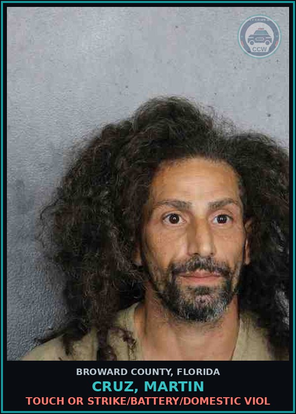 Booking mugshot of CRUZ, MARTIN in Broward County