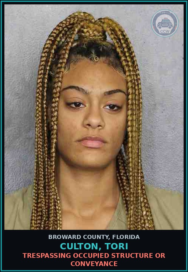 Booking mugshot of CULTON, TORI in Broward County