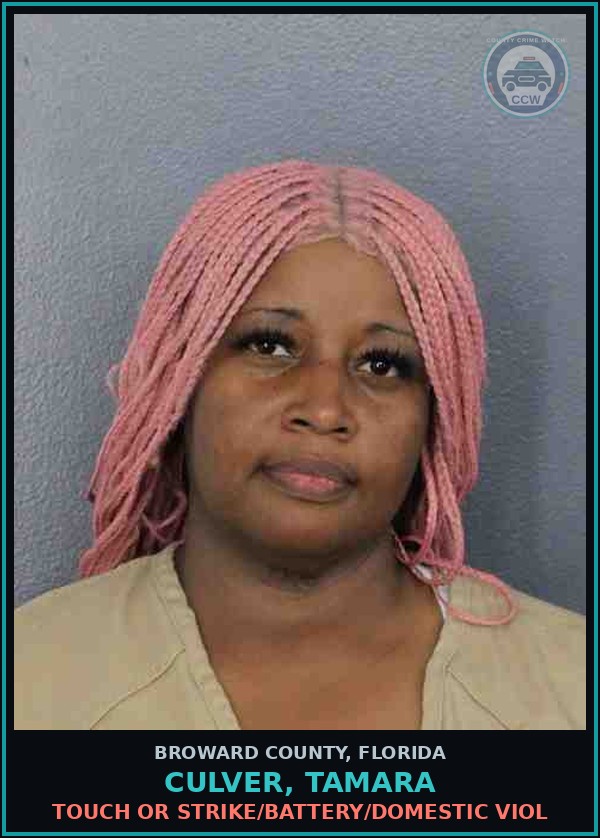 Booking mugshot of CULVER, TAMARA in Broward County