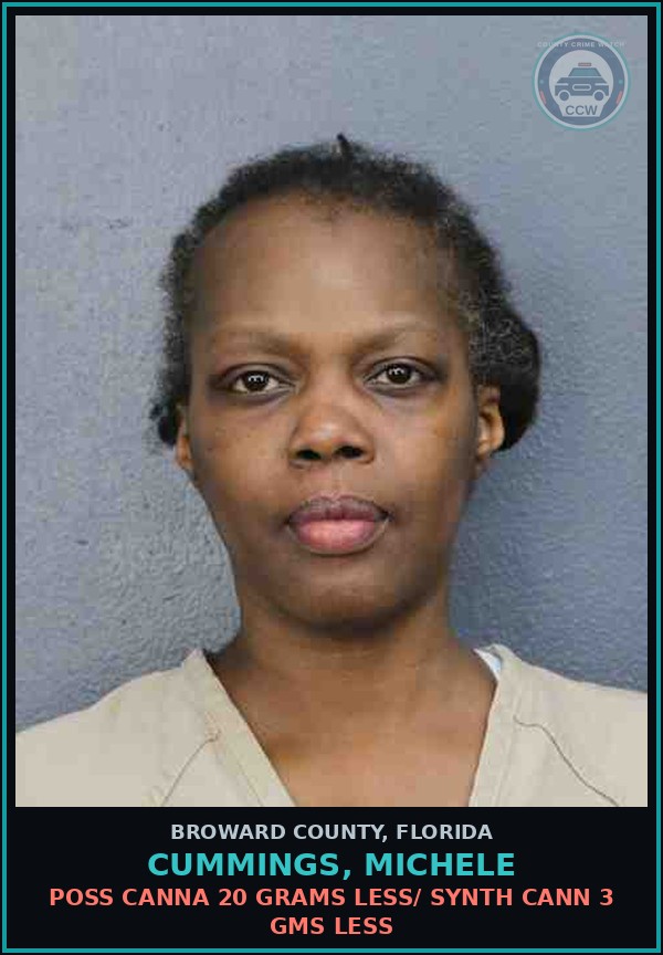 Booking mugshot of CUMMINGS, MICHELE in Broward County