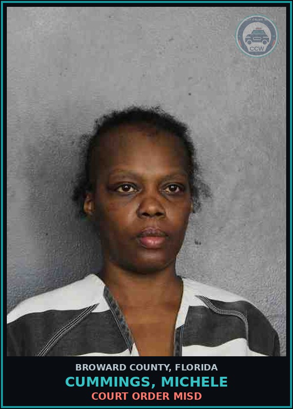 Booking mugshot of CUMMINGS, MICHELE in Broward County