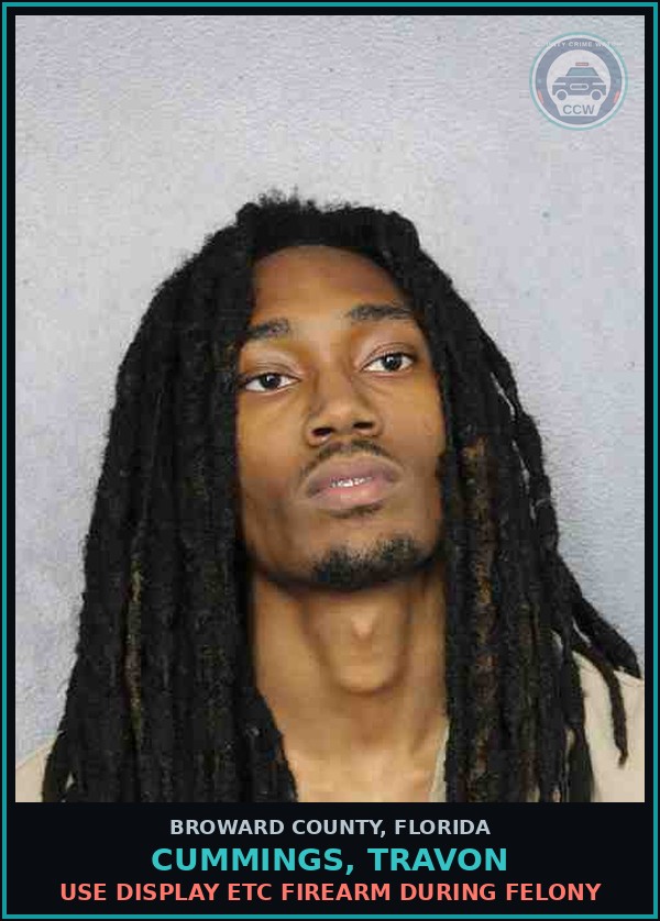 Booking mugshot of CUMMINGS, TRAVON in Broward County