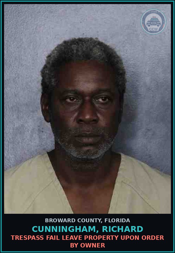 Booking mugshot of CUNNINGHAM, RICHARD in Broward County