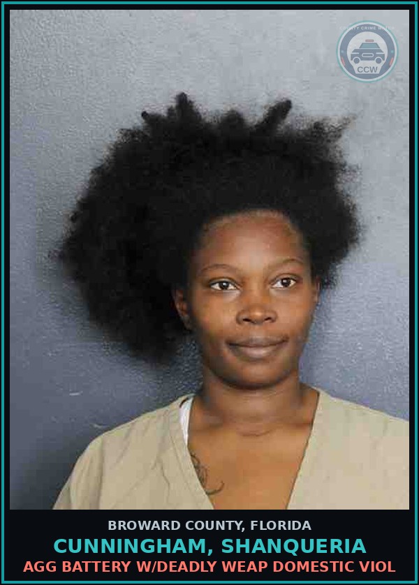 Booking mugshot of CUNNINGHAM, SHANQUERIA in Broward County