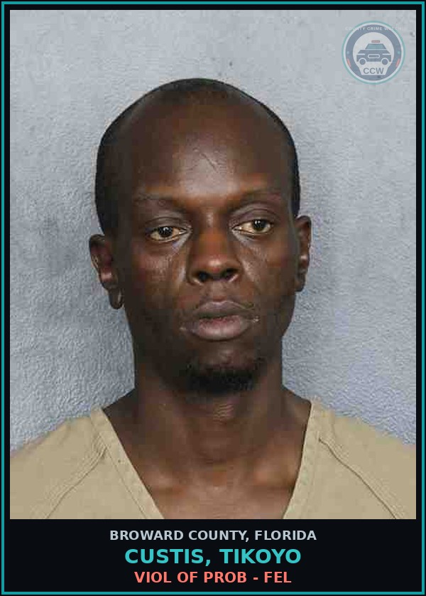 Booking mugshot of CUSTIS, TIKOYO in Broward County