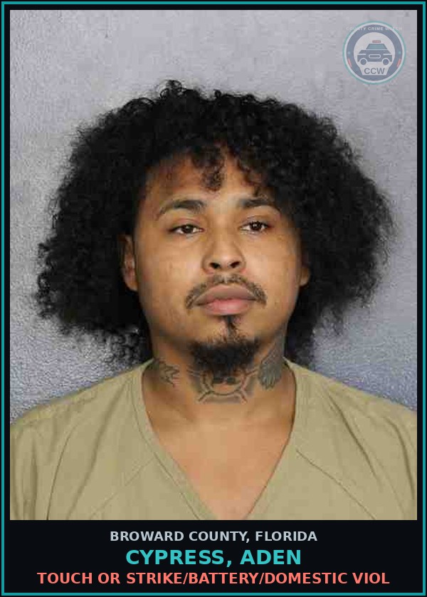 Booking mugshot of CYPRESS, ADEN in Broward County