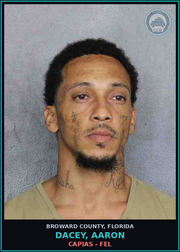 Booking mugshot of DACEY, AARON in Broward County